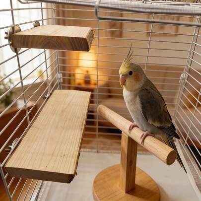 Parrot Stand Toy Perch Platform, Peony Phoenix Swing Bridge Bird Standing Resting Toy, Scratching Toy, Cage Accessory, Climbing Stand