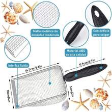 2 Pcs Tamiz de Dientes de Tiburón y 2 Pcs Bolsa de Concha Ajustable, Juguetes para Pla ya, Palas de Malla para Playa, Bolso de Playa, Apto para Niños, Niñas y Adultos,38260509 - Multicolor - Ver 2