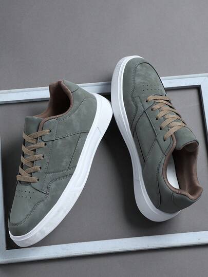 Fashion Casual Men's Flat Platform Shoes,Classic Stylish Men Sports Skate Shoes Lace-Up Running Shoes,Personalized Men Sneakers Street Casual Shoes