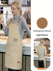 New Canvas Apron, Waterproof, Oil-Resistant, Dirt-Resistant For Home Kitchen, Catering, Cleaning, Protective Workwear - Multicolor - View 2