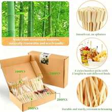 500 piezas Palillos para cócteles para aperitivos, pinchos para fiestas para aperitivos, accesorios para tablas de charcutería, pinchos para cócteles, palillos elegantes para aperitivos, palillos de bambú para pinchos de comida - ColorA - Ver 6