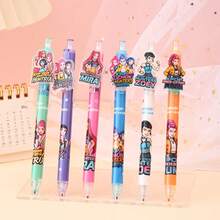 6pcs Random Color Kpop Demon Hunters Girl Group Acrylic Clip-On Ballpoint Pens, Black Pressing Signature Pens With ST Tip, Back To School Gift - Multicolor - View 2