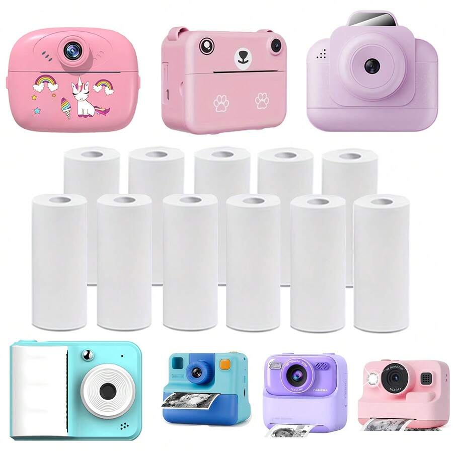 10/20 Rolls Instant Print Camera Photo Paper, Smooth End, Film, Fun Design, Ideal For Most Instant Print Cameras, Christmas And Birthday Gift, Photography Supplies, 77gsm, Ideal For Photography Enthusiasts - Multicolor - View 1
