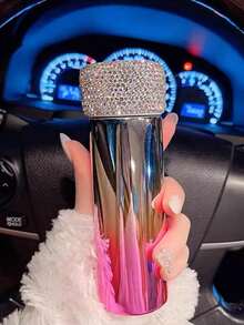 1pc 150ml Insulated Cup With Artificial Diamonds, High-End Shiny Milk, Juice, Coffee Cup For Cold & Hot Drinks, Portable For Outdoor Use, Gift For Holidays - Silver - View 7