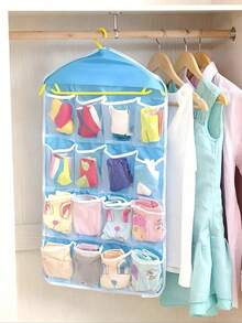 16口袋门后悬挂式收纳袋，透明口袋，可作鞋架使用，适用于卧室、客厅、衣柜等墙面，适合收纳小物件和衣物，带挂钩的可折叠悬挂式收纳袋 - 彩色 - 查看 4