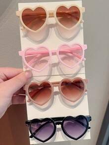 2/3/4件装 女孩可爱爱心儿童时尚眼镜，情人节好礼，仅展示卡片，不含运费 - 彩色 - 查看 4