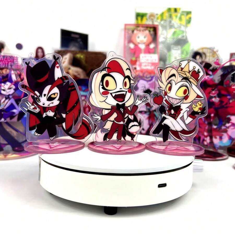 Q版地狱府限定版收藏级亚克力立牌，动漫/漫画精细桌面摆件，适用于电脑机箱、汽车、2D动漫周边，节日/生日礼物，送给朋友的理想之选 - 彩色 - 查看 1