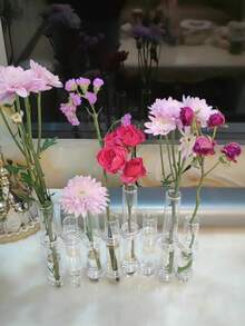 1 Set Transparent Test Tube Vase, Hydroponics Planter, Flower Vase Decor, Home Decoration, Holiday Gift - Clear - View 3