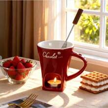 1 件装陶瓷巧克力融化炉，适用于巧克力、奶酪、糖果、陶瓷火锅杯，是约会之夜、生日、母亲节和结婚礼物的完美之选。 - 彩色 - 查看 6