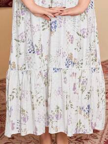 ASBB 重工刺繡 3D 仿縫線彩色印花阿拉伯女式 JALABIYA 連衣裙，流蘇蕾絲 V 領拼接百褶清新白色優雅洋裝，2026 春夏休閒穿搭 - 粉色 - 查看 6