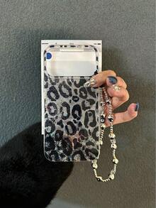 高级 IMD 闪光渐变亮面豹纹保护手机壳,配有串珠手链配件,兼容 16 Pro Max、16、16 Pro、15 Pro Max、14 系列、13 系列、12/11 Plus,超薄磨砂软硅胶手机壳 - 彩色 - 查看 3