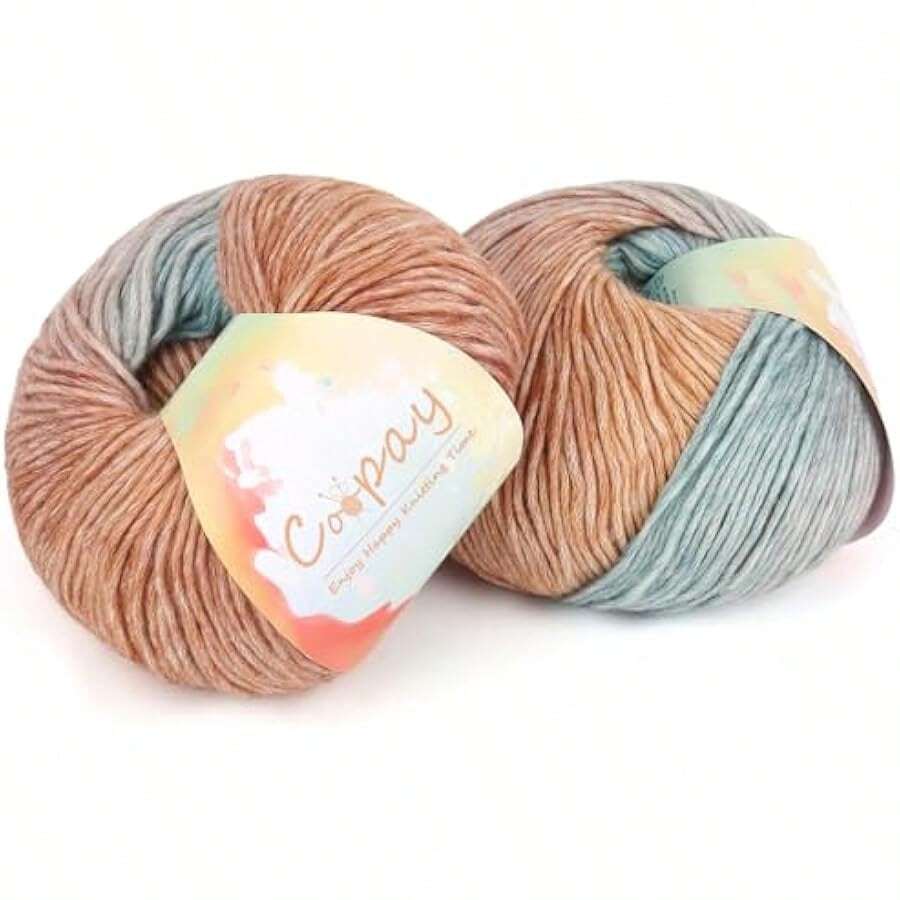 Yarn For Crocheting Knitting, Gradient Cake Yarns, 2 * 3.53oz - 240yds - 50% Cotton 50% Acrylic Ombre Yarns, Crochet Yarn For Blankets, Shawls, Scarves (102 Rainbow) Local Shipping - 110 油畫 - 查看 1