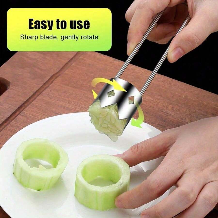 1pc/2pcs/3pcs Red Bell Pepper Seed Corer, Stainless Steel Fruit Core Remover Apple Core Seed Remover Vegetable Corer Tool For Vegetables Fruit Kitchen Utensils (Sliver), Pepper Seed Removal, Fruit Core Taking Out, Produce De-Seeder, Stainless Steel - 1 cái - Xem 1