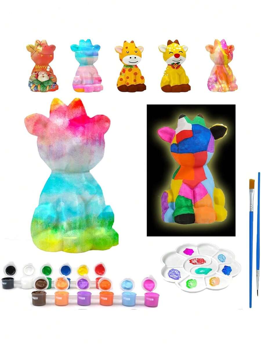 Kit de pintura con agua para niños,manualidades para niños,pintable DIY Luz Nocturna de ciervo,con 12 pinturas,arte para niños,38259626 - Multicolor - Ver 1