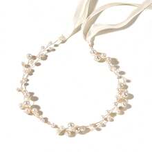 1 chiếc băng đô bằng nhựa ABS thanh lịch lấy cảm hứng từ thực vật, phụ kiện tóc cô dâu cho đám cưới, phù hợp cho mọi mùa. - Vàng - Xem 6