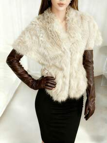 1 Pair 50cm Women's Long Leather Gloves, Warm PU Long Arm Sleeves Suitable For Daily Wear, Street, Party, Holiday, Cosplay, Valentine's Date - A - View 10