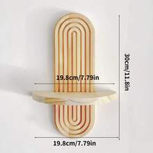 Wooden Arched Wall Shelf - Bohemian Style Floating Bookshelf For Home Bedroom, Living Room, Nursery, Office - Natural Color - Màu be - Xem 2