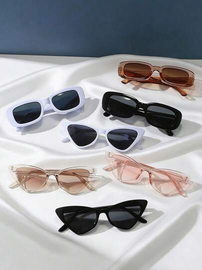 8件套青少年时尚复古方形塑料装饰时尚眼镜