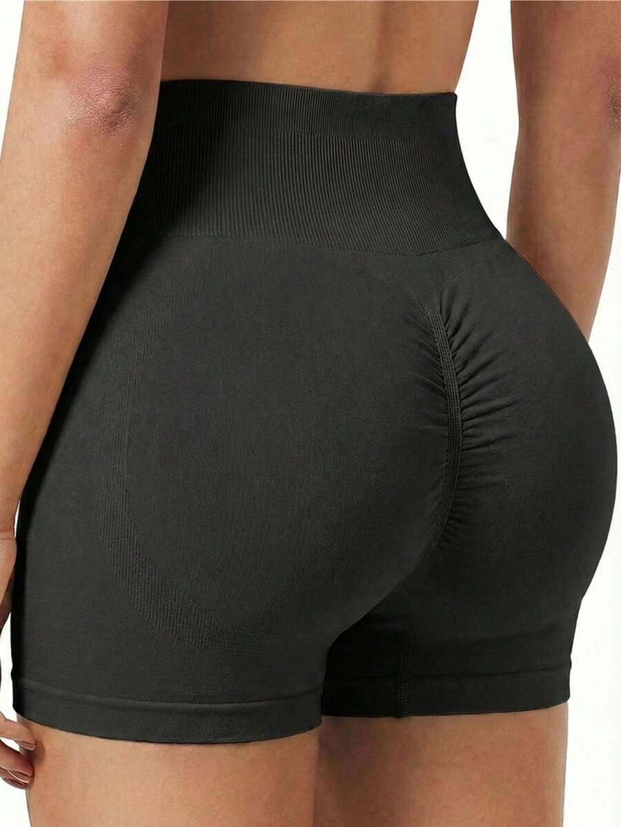 女士无缝收腹塑身内裤，透气运动休闲舒适内裤 - 黑色 - 查看 1
