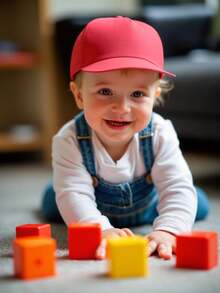 1顶可调节纯色棒球帽，适合婴儿、幼儿、儿童、男孩和女孩，户外防晒帽，适合户外活动、运动、旅行，生日礼物 - 彩色 - 查看 2