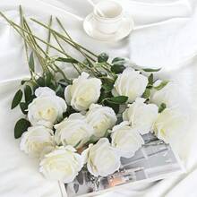 1/5/8/12pcs Artificial White Rose Flowers, Silk Textured Fake Roses With Long Stems And Thorns, Suitable For Valentine's Day, Wedding Bouquets, Vases, Centerpieces, Home Decor (White) - White - View 5