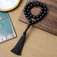 33pcs Black Gemstone Beaded Necklace With Tassel - Middle Eastern Style Fashionable Men's Rosary - Multicolor - View 17
