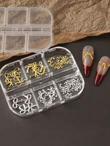 6个/盒 3D蝴蝶结美甲装饰，金属金银镂空公主风蝴蝶结，DIY婚礼/情人节美甲用品，适合居家/美甲沙龙/节日美甲 - 彩色 - 查看 7