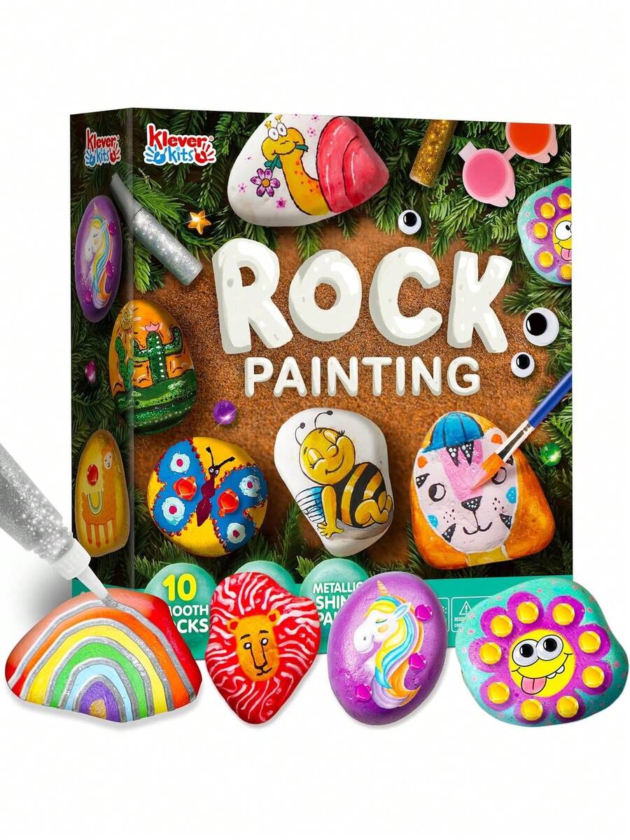 Kit de pintura de roca para niños, artes y manualidades para niñas y niños de 6 a 12 años, suministros de bricolaje para pintar rocas, kits de manualidades de Pascua, cumpleaños para niños,38259509 - Marrón Chocolate - Ver 1