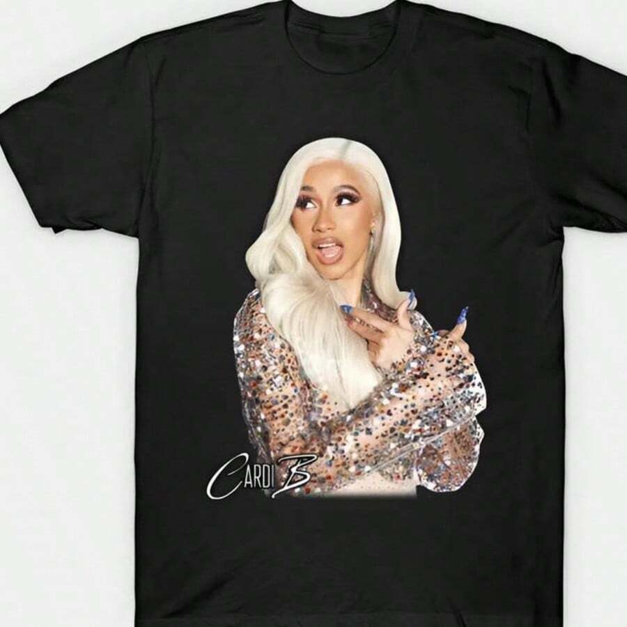 Cardi Graphic Shirt, Cardi Rapper T Shirt, Hip Hop Music Tee, Female Rap Icon, Unisex Sweatshirt - màu đen - Xem 1
