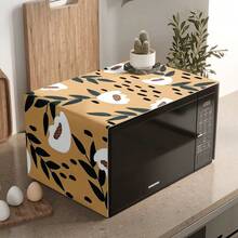 1pc Sunflower Print Microwave Dust Cover, 30cm*90cm, Decorative Dust Cover, Flat Printing, Linen Material, Non-Waterproof, With Side Pocket, Home Decor, Appliance Protection, Easy To Use And Clean