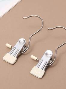 5 Pieces Of Stainless Steel Clothes Clip, Laundry Clothes Nail With Hook, Portable Hanging Clothes Clip, Wardrobe Organizer, Hanger,Towel Clip | Pants Rack | Laundry Clip, Skirt Hanger With Clip,Space-SavingRotating Clips For Efficient Wardrobe Organization,, Clothespins Hook