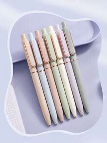 1/5/7pcs Morandi High-Quality Carbon Fiber Ballpoint Pens, Metal Refill 0.5mm Bullet Tip, Quick-Drying Signature Pen