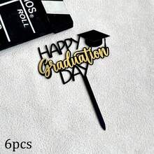 1pc/3pcs/6pcs Gold & Black 2026 Graduation Cake Topper, Suitable For Graduation Theme Party DIY Cake & Dessert Decorations - Multicolor - View 15