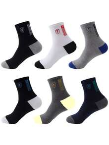 3 pares de calcetines de media caña de algodón para hombre, con estampado de escudo, surtido aleatorio - Multicolor - Ver 2