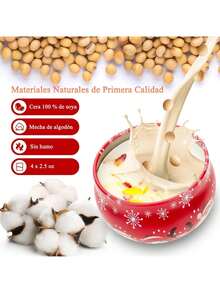 Velas Aromáticas Navideñas 4 Piezas, Velas de Cera de Soya 100% Natural, Aromaterapia para Relajación y Alivio del Estrés, Velas Decorativas con Aromas Festivos, Regalo Navideño para Mujer,38258420 - Azul y blanco - Ver 5