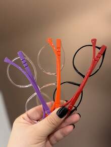 3副儿童防蓝光时尚平光几何框多功能近视眼镜，简约时尚防紫外线休闲眼镜，适合男孩女孩日常佩戴、返校季、假期、万圣节派对、摄影道具等场合。 - 無色 - 查看 6