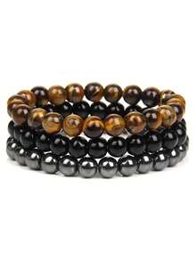 6mm Natural Stone Bracelet Set, Includes Rose Quartz & Tiger Eye Beads, Elastic Stretch Bracelets, Popular European & American Cross-Border Jewelry - Bracelet - View 23