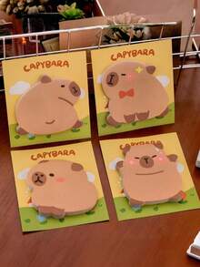 4pcs/8pcs/12pcs Cartoon Capybara Shaped Self-Adhesive Memo Notes - Creative Rectangular Notes Suitable For School, Office And Home Reminders - Multicolor - View 1