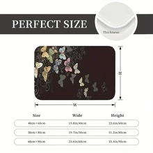 1 Doormat, High-Quality Flannel Non-Slip Carpet, Butterfly Pattern, Ideal Gift, Machine Washable Without Fading, Water-Absorbent Polyester Blend Material, Suitable For Living Room, Bathroom, Bedroom Carpet, Home Decoration, Size 15.7* 23.6inch - 彩色 - 查看 4