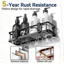 Shower Caddy Adhesive, No Drill Bathroom Shower Organizers, With Removable Hooks, Rust Proof Shower Shelves, Wall-Mounted Shower Holder, Shower Caddies