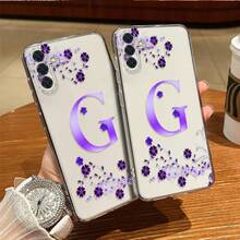 Funda de teléfono transparente de TPU con patrón dinámico floral púrpura claro para Galaxy S25/S24/S23/S22/S21/A73/A72/A56/A55/A54/A53/A52/A51/A36/A32/A31/A24/A22/A21/A12/A10/A05/A02/M32/M22/M12/M01, promoción de  caliente de celebridades de internet, funda de teléfono suave a prueba de golpes de estilo unisex exquisito. - Multicolor - Ver 6