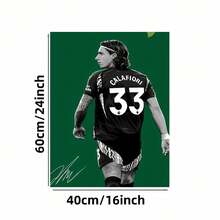 Framed 1pc  2D Flat Canvas  - Italian Star Giovanni Calafiori Jersey Number 33 Portrait Art, Soccer Player Wall Decor For Cave, Bar, Game Room, Signature Style (Calafiori Name), 2D Flat, Perfect For Room Decor - Đóng khung - Xem 6