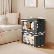 Storage Boxes With Lids - 3 Pack Fabric Clear Window Storage Bins, Collapsible Storage Bins With Lids, Linen Closet Organizer For Clothes, Towel, Blanket, Dark Grey - 深灰色 - 查看 3