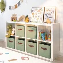 11 Inch Cube Storage Bins, Collapsible Fabric Storage Cubes With Handle, Closet Baskets For Organization, Storage Cubes For Shelves, Closet, Green, 6-Pack - 綠色6包裝 - 查看 3