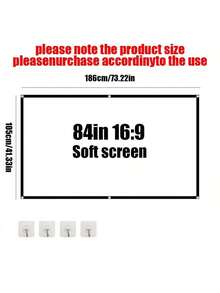 72-120 Inch White Projector Screen, Projection Screen16:9 HD Hanging Movie Screen Foldable Anti-Crease, For Outdoor, Indoor, Camping, Meeting Room - one-size - View 4