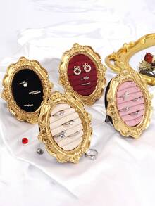1pc/2pcs Vintage Copper-Color Resin Floral Edged Mini Photo Frame Jewelry Holder, With Embossed Ring Tray Suitable For Wedding, Birthday, Valentine's Day Gifts - Nhiều màu - Xem 11