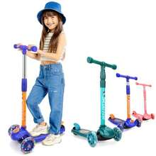 JCH-Bebeay Scooters para Niños Patín del Diablo Scooter Patinetas para Niños 3-8 Años con Tres Ruedas LED y Sistema de Balanceo Scooters Resistente con Altura Ajustable Monopatin Juguetes y Regalo - Azul - Ver 8