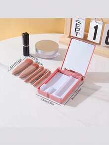 5pcs Portable Makeup Brush Set With Mirror, Boxed Makeup Brush Set, Multi-Function Powder Brush, Blush Brush (With Mirror Case), Mini Multi-Function Powder Brush, Foundation Brush, Eyeshadow Brush, Blending Brush, Makeup Tool Set, Makeup Brush Set, Makeup Brush Set, Makeup Brush Set, Complete Makeup Brushes, Makeup Brush Set, Complete Makeup Tools, Makeup Brush Set, Makeup Brush Set, Makeup Gift Set - Pink - View 3