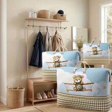 Cartoon Bear Airplane Storage Bag - Large Capacity For Quilts, Clothes & Toys | Reinforced Handle, Waterproof | Moving, Travel & Home Organization Essential | Cute Decor Storage Artifact - Nhiều màu - Xem 3