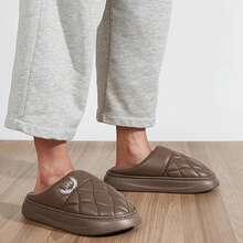 Warm Slippers For Men EVA Memory Foam Indoor Shoes Thick Bottom Plush Waterproof Flat Comfortable Luxury House - Gray - View 8